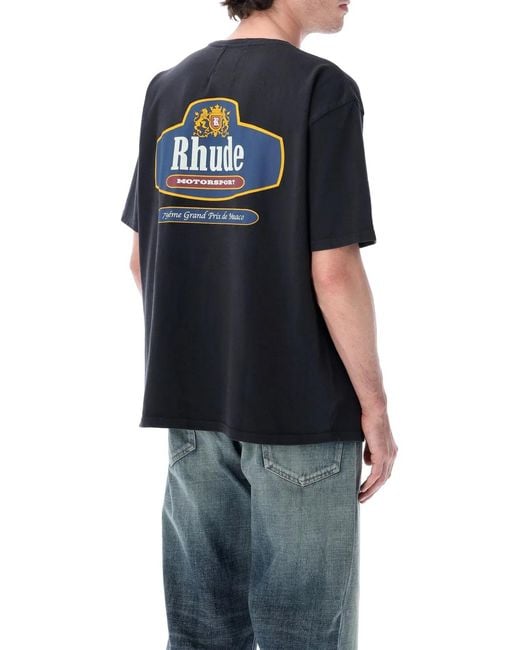 Rhude Black Racing Crest T-Shirt for men