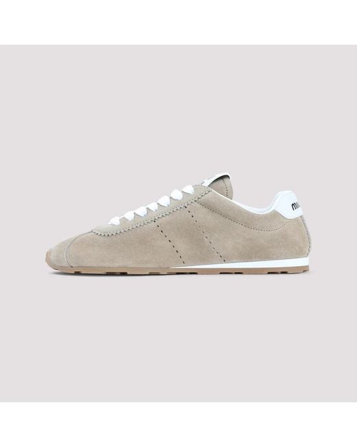 Miu Miu Green Cappuccino Suede Plume Sneakers