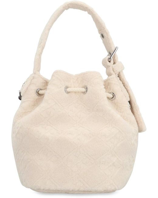 Tory Burch Natural T Monogram Mini Bucket Bag