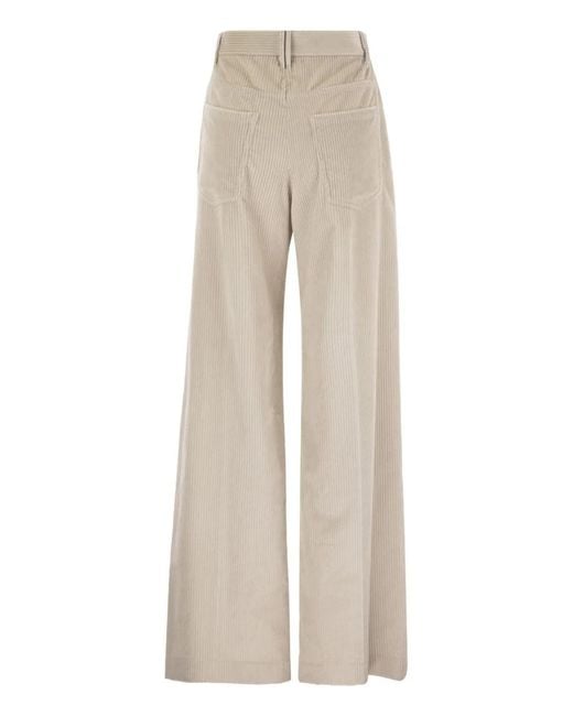 Brunello Cucinelli Natural Fluid Corduroy Sartorial Track Trousers With Jewellery