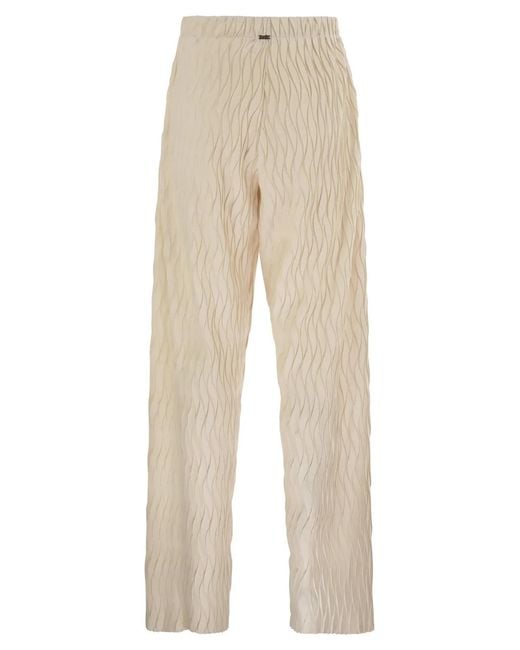 Herno Natural Trousers With Crumpled Effect