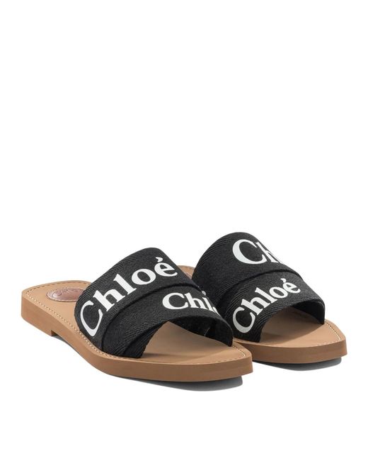 Chloé Black "Woody" Slides