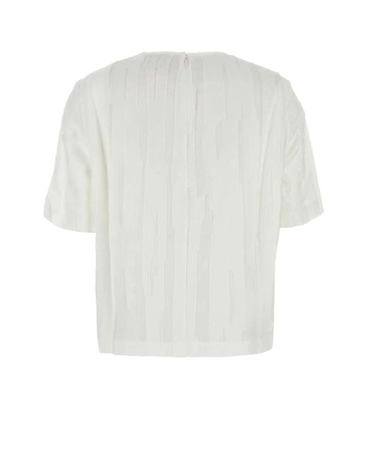 Loulou White Silk Blend Toba T-Shirt