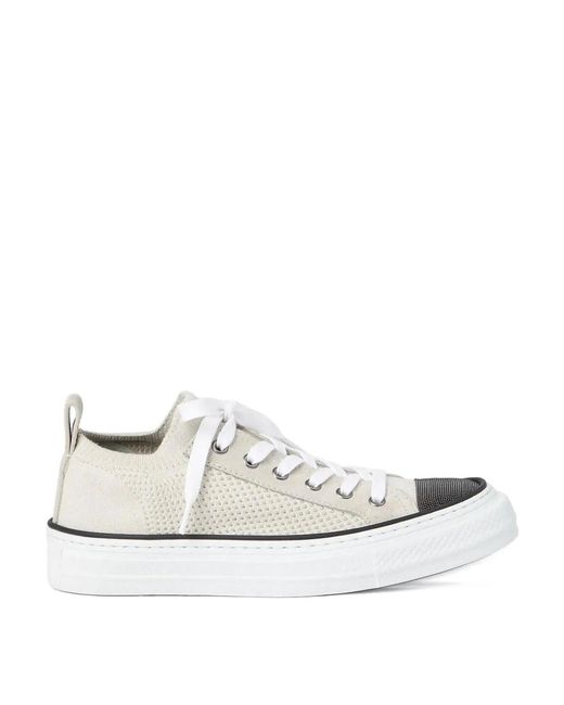 Brunello Cucinelli White Canvas Sneakers