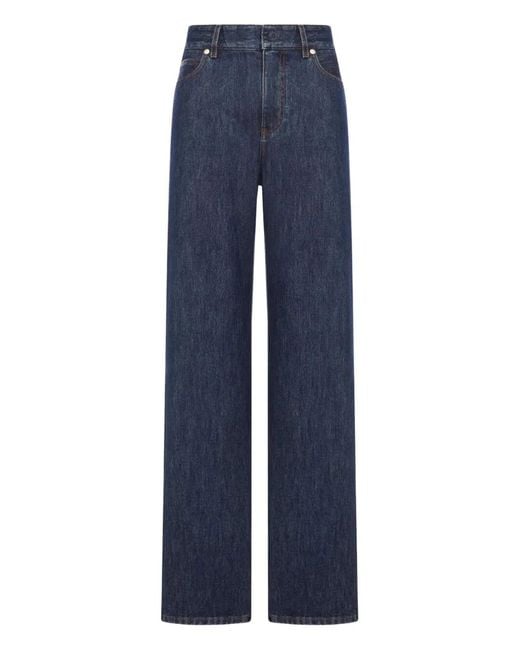 Fendi Blue High-Waisted And Straight Leg Five-Pocket Jeans