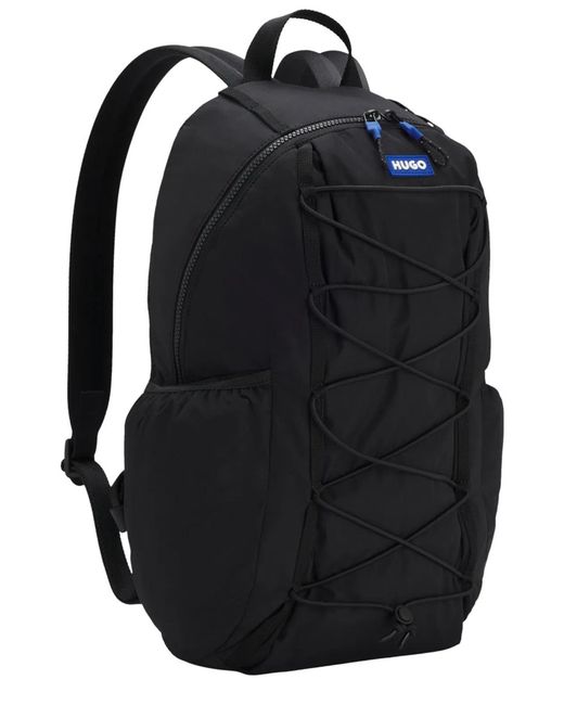 HUGO Black Backpack With Logo Patch for men