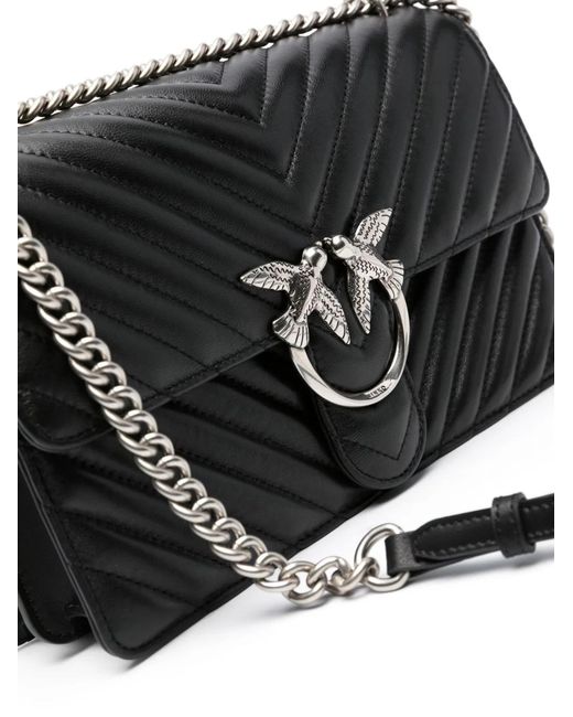 Pinko Black Love One Chevron Bag