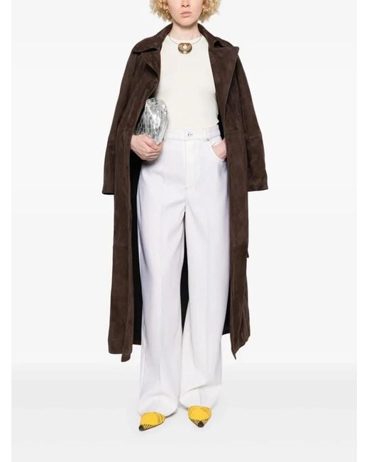 Bottega Veneta White Wool Wide-Leg Trousers