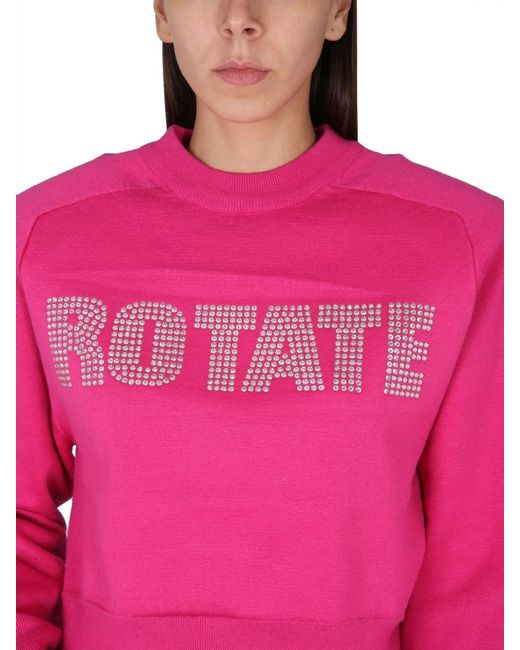 ROTATE BIRGER CHRISTENSEN Pink Rotate Birger Christensen Sweatshirt With Logo