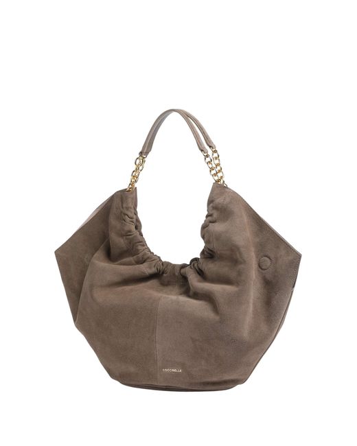Coccinelle Metallic Embossed-Logo Suede Tote Bag