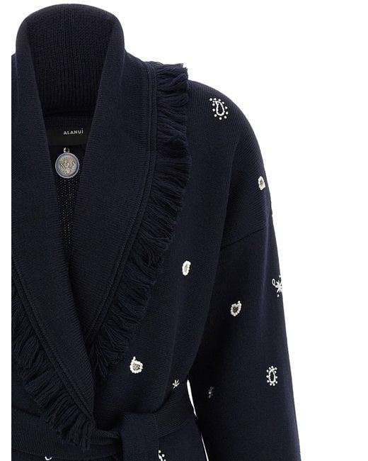 Alanui Blue Virgin Wool Cardigan