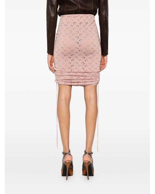MARINE SERRE Pink Moon Devore Skirt