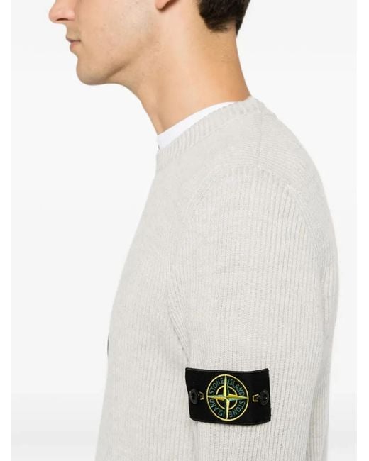 Stone Island White Jersey With Logo Patch for men