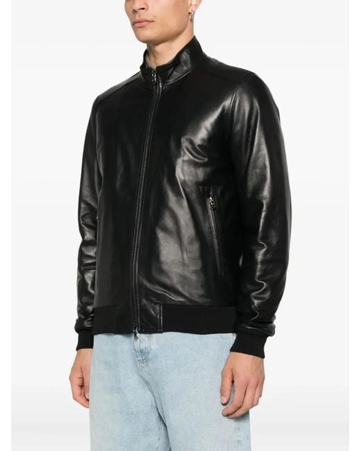 Barba Napoli Black "Dakota" Biker Jacket for men