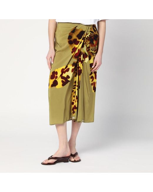 スカート DRIES VAN NOTEN 'Salga' skirt Yellow Printed cotton midi skirt in yellow - Dries Van Noten