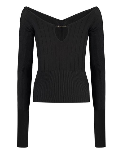 Jacquemus Black Pralù Knitted Viscosa-Blend Top