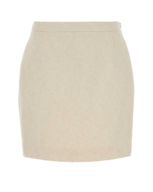 Alessandra Rich Natural Tweed Boucle Mini Skirt
