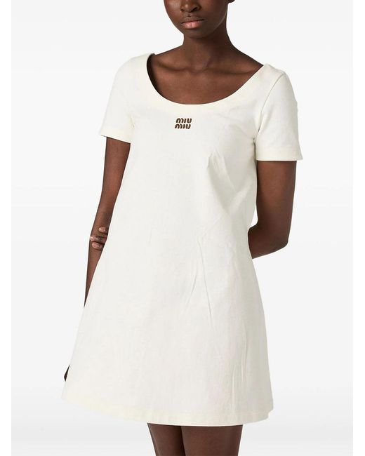 Miu Miu White Cotton Mini Dress