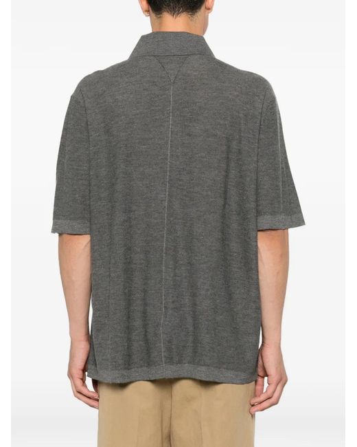 Bottega Veneta Gray Cashmere Polo Shirt for men