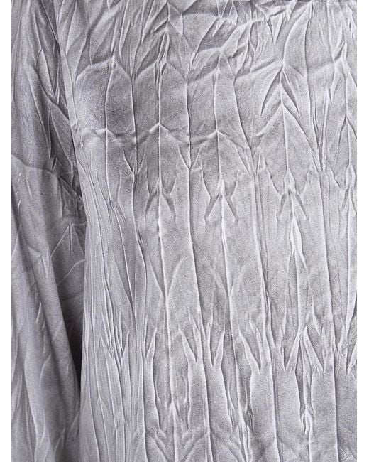 Avant Toi Gray Crumpled Effect Stretch Silk Blouse