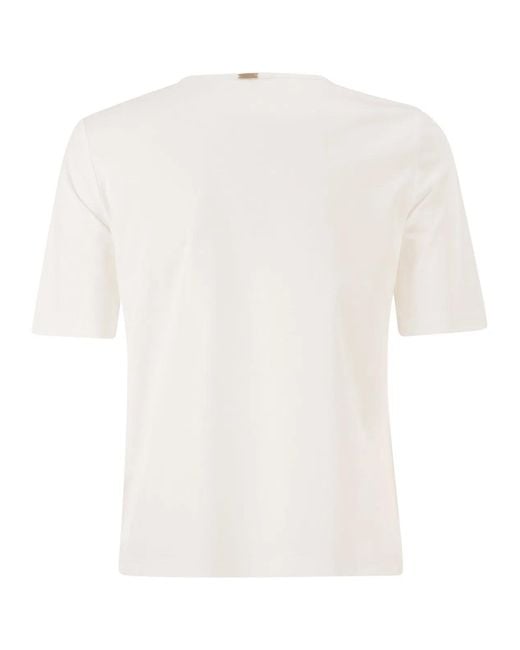 Herno White Cotton T-Shirt With Logo Buttons On The Sides