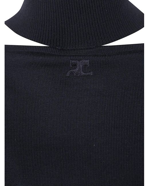Courreges Blue Courregès Merinos Wool Cut Out Sweater