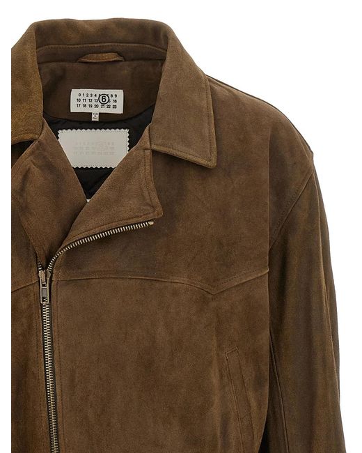 MM6 by Maison Margiela Brown Biker Jacket for men