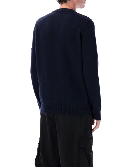 Stone Island Blue Wool Crewneck Jumper for men
