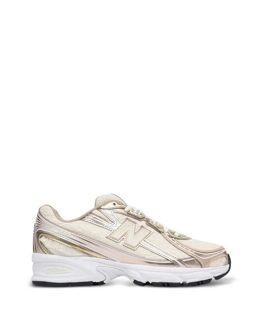 New Balance White Synthetic Mesh Sneakers