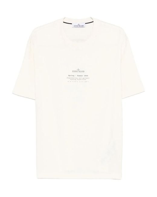 Stone Island White Cotton T-Shirt for men