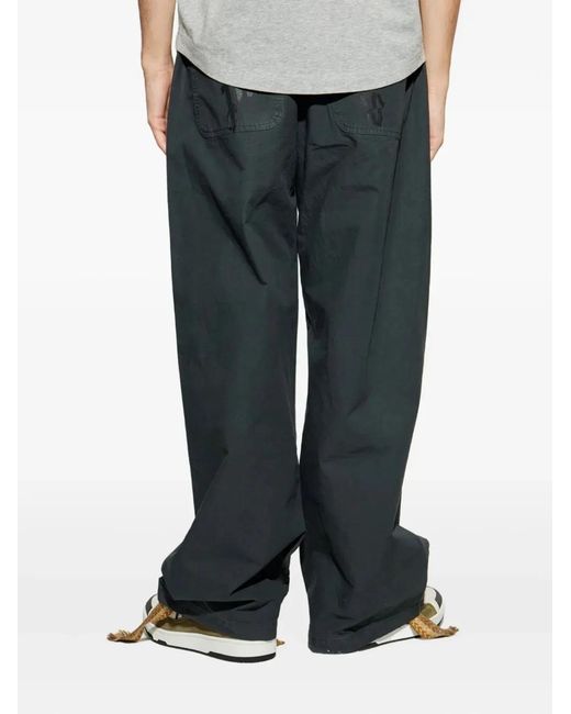 Palm Angels Blue "Curved Logo Loose" Trousers for men