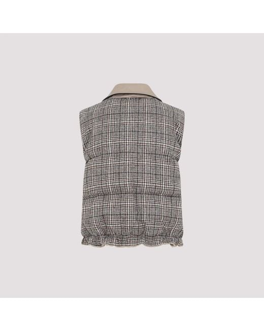 Brunello Cucinelli Brown Tobacco Cotton Padded Reversible Vest