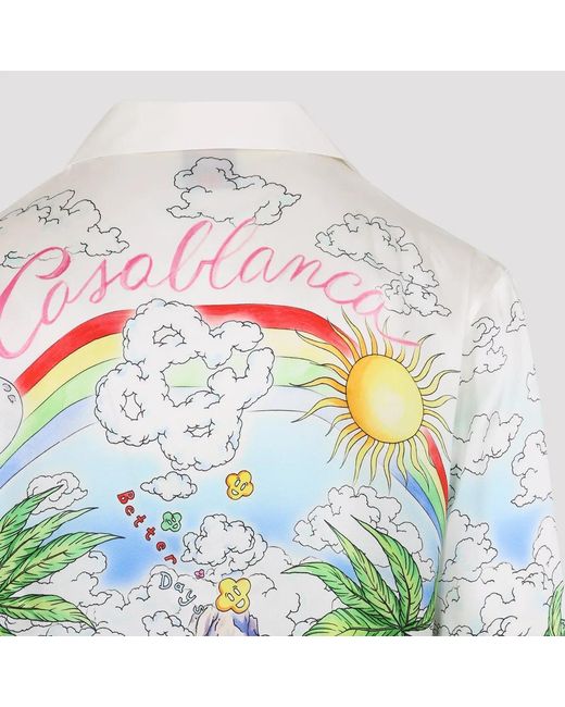 Casablanca White Better Days Silk Long Sleeves Shirt for men