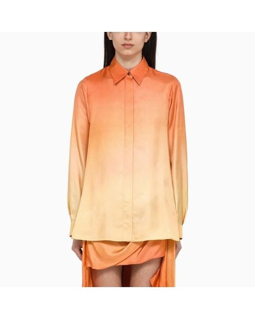 Zimmermann Orange Two-Tone Silk Tranquillity Shirt