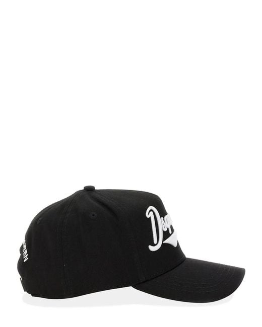 DSquared² Black Baseball Hat With Logo for men
