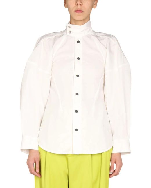 Bottega Veneta Natural Relaxed Fit High Neck Shirt