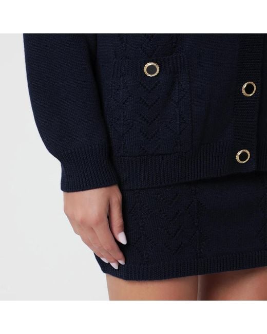 Alessandra Rich Blue Merino Wool Knit Cardigan