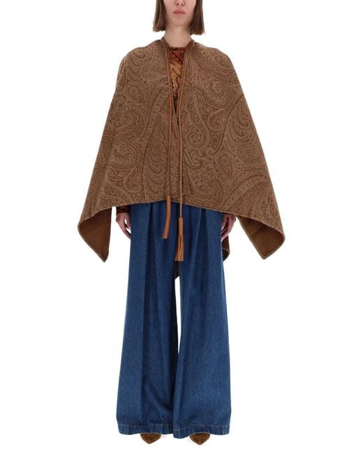 Etro Blue Paisley-Print Belted Trench Coat
