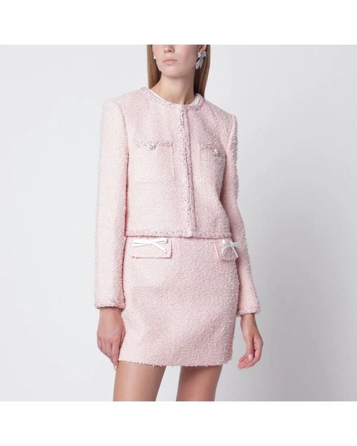 Self-Portrait Pink Bouclé Jacket
