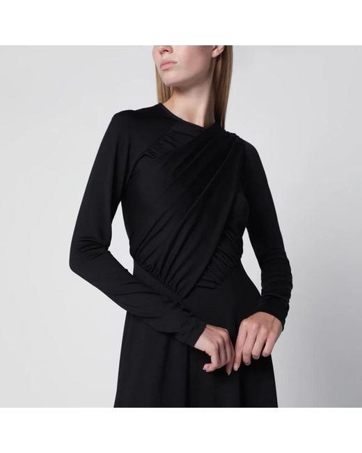 Victoria Beckham Black Asymmetric Draped Dress