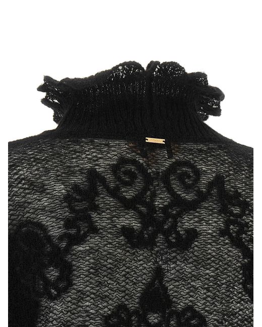 Twinset Black Twin Set Jacquard Yarn Sweater