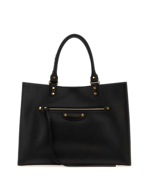 Balenciaga Black Leather Large Le City Sleek Handbag