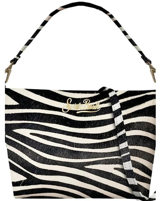 Mc2 Saint Barth Black Zebra Print Top Bag