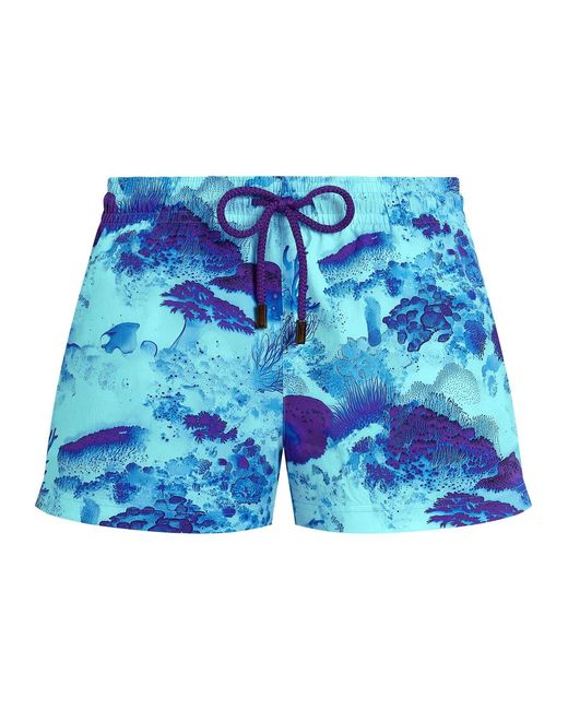Vilebrequin Blue Recycled Polyamide Swim Shorts With Marine Print