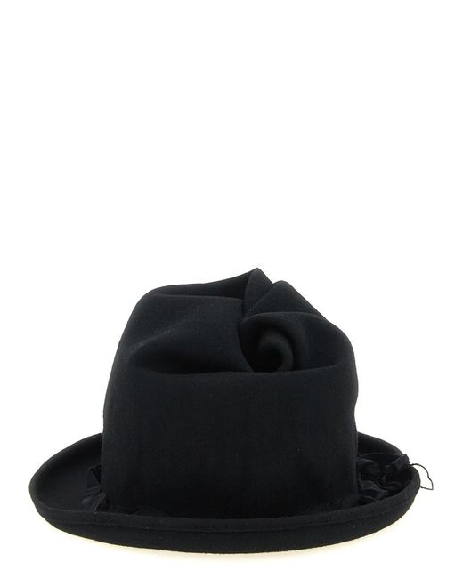 Yohji Yamamoto Black Sculptural Crown Hat for men