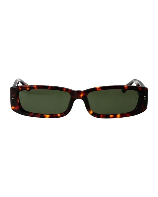 Linda Farrow Green 0 Dark T-Shell Light Acetate Sunglasses