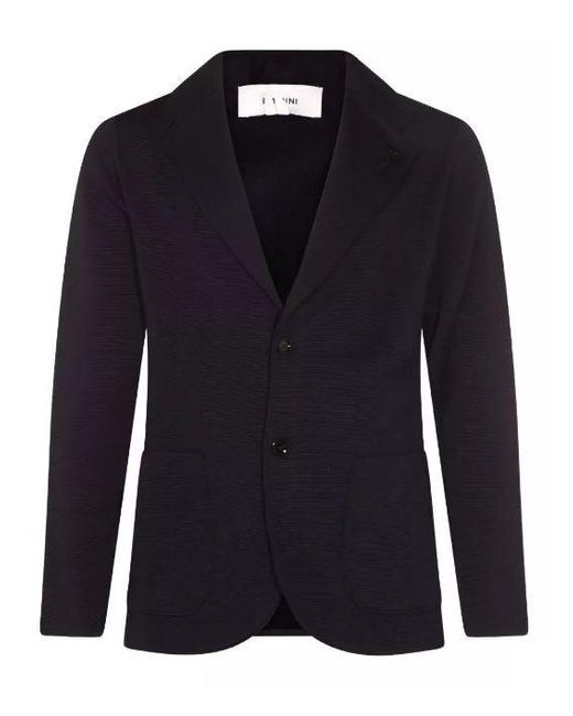 Lardini Blue Wool Notched Lapel Blazer for men