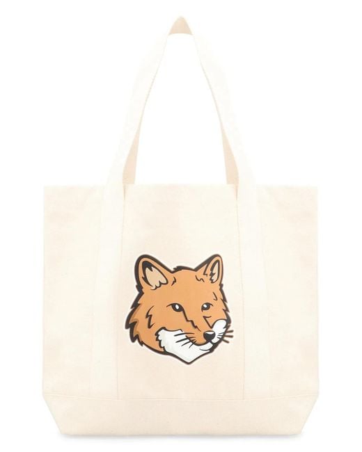 Maison Kitsuné White Maison Kitsuné Fox Head Print Bag