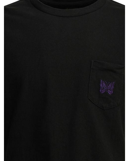 Needles Black "Pocket Tee" Crew-Neck T-Shirt for men
