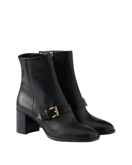 Prada Black Leather Booties